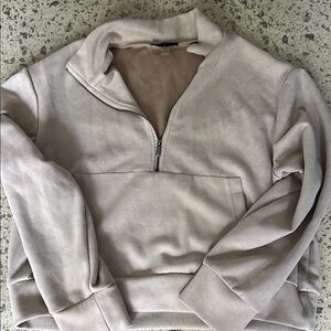 Beige Quarter-Zip Pullover